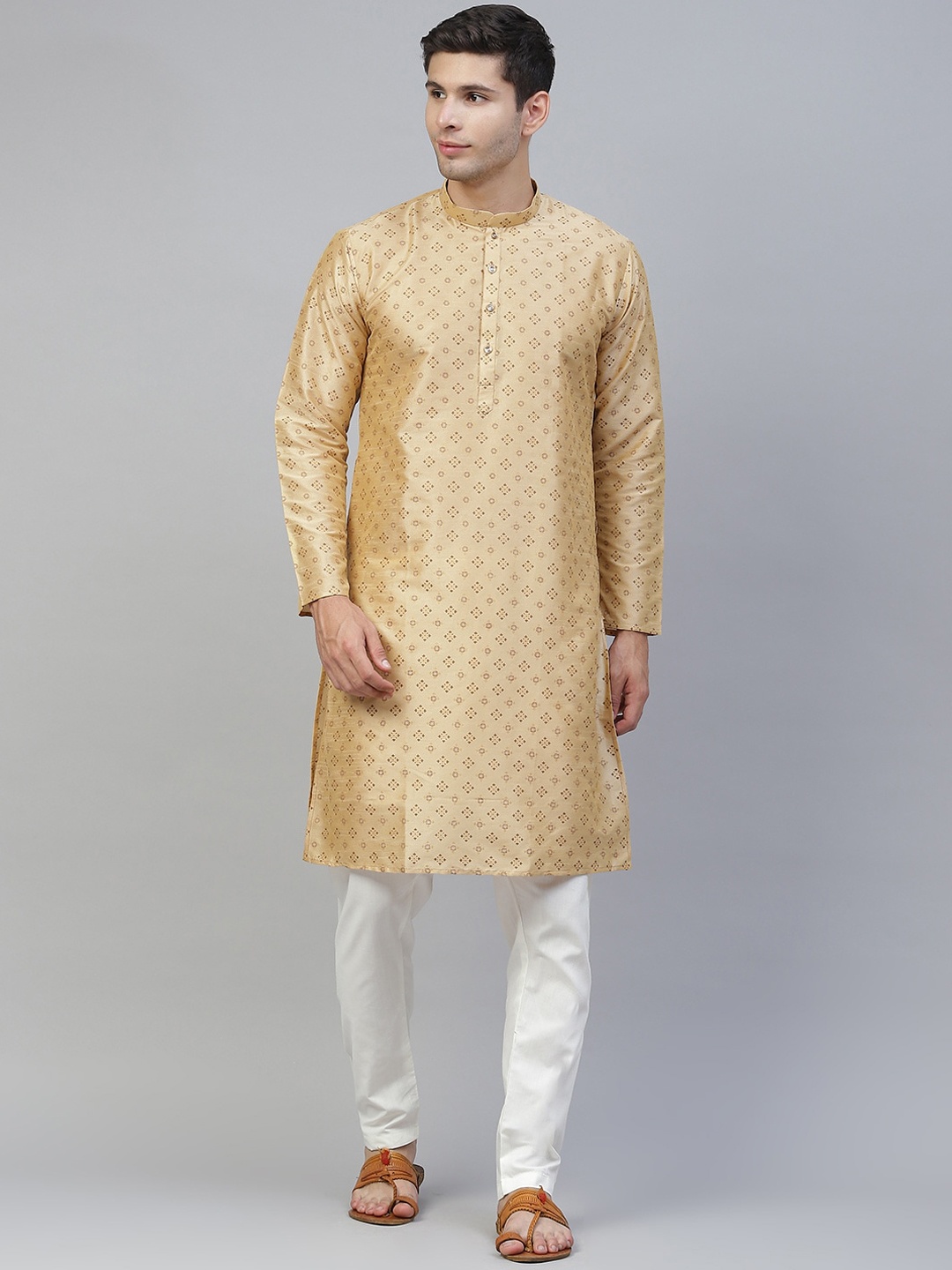 

MANQ Men Beige Ethnic Motifs Printed Kurta