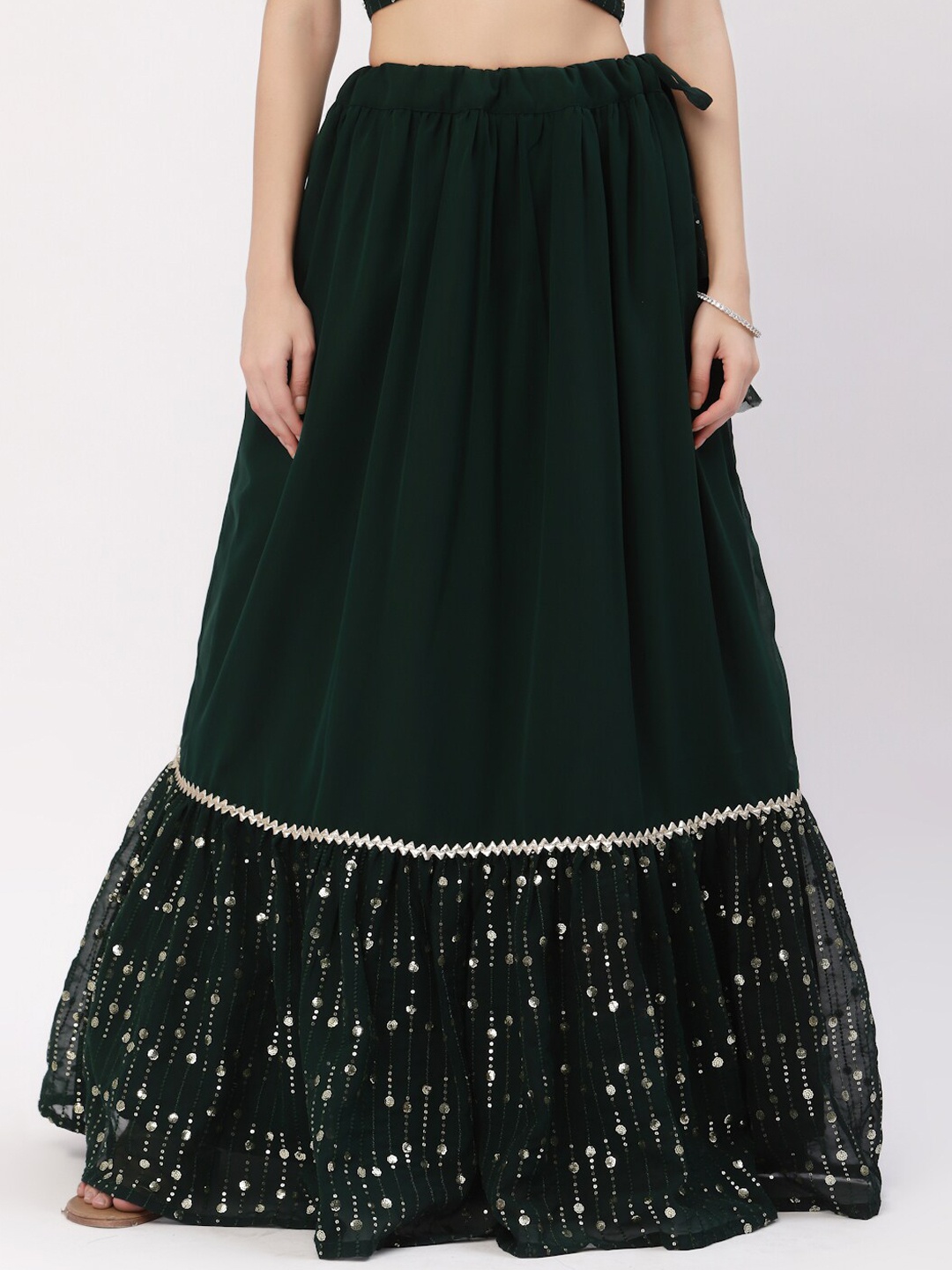 

studio rasa Women Green Solid Sequined Maxi Skirt