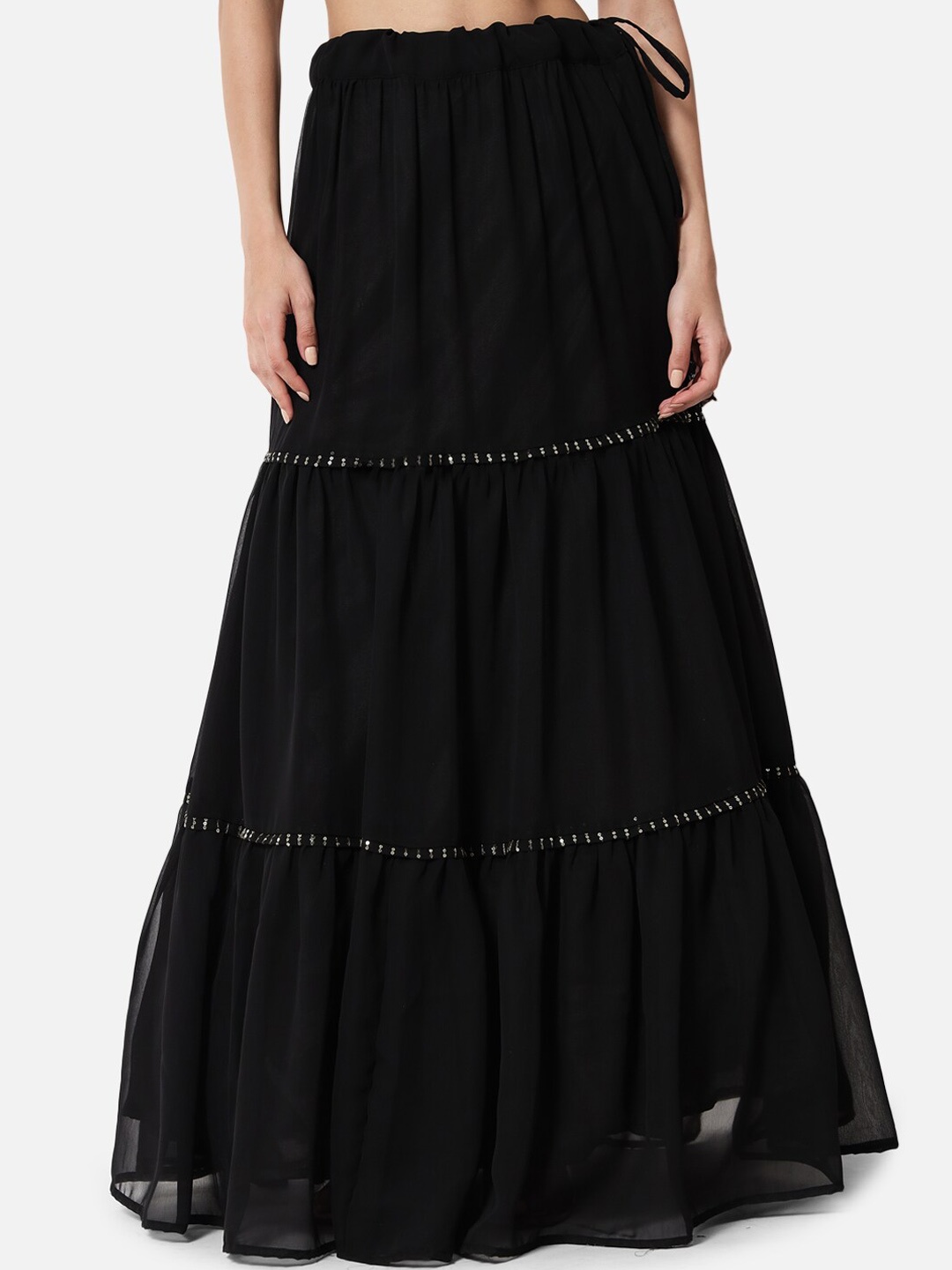 

studio rasa Woman Black Georgette Three Tiered Skirt