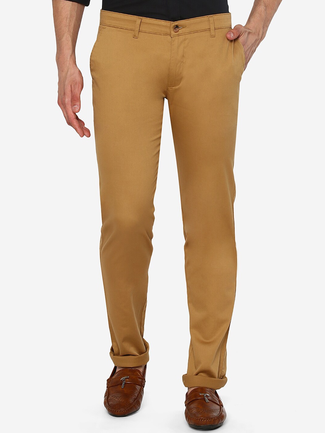 

Greenfibre Men Slim Fit Chinos Trousers, Brown
