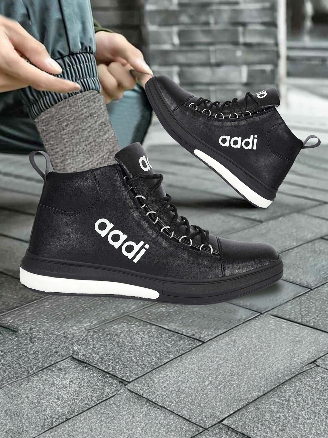

aadi Men Synthetic Leather Lace-Ups Casual Boat Shoes, Black