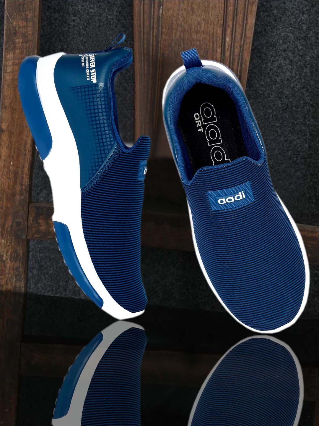 

aadi Men Blue Slip-On Sneakers