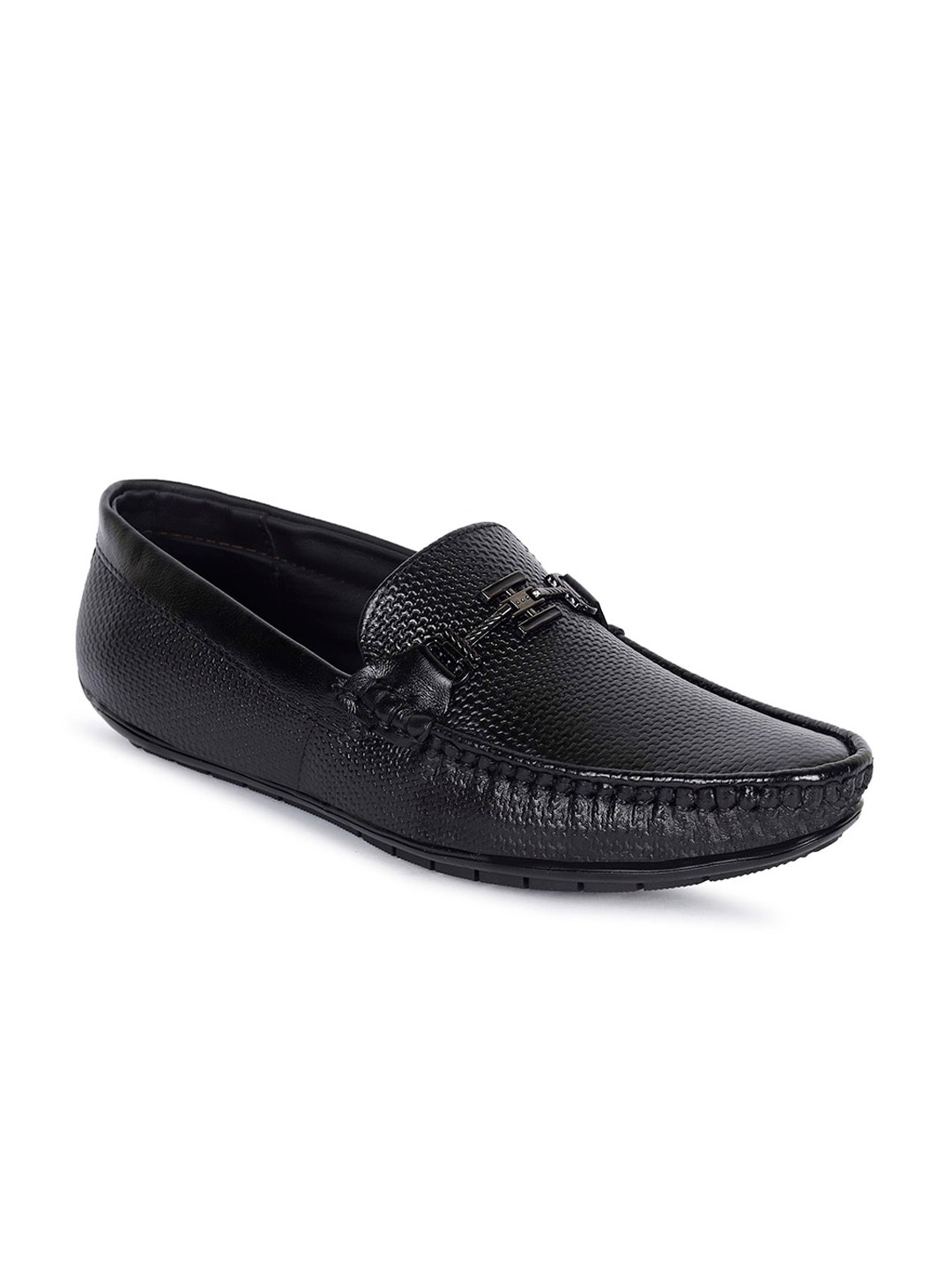 

aadi Men Black Textured Leather Loafers