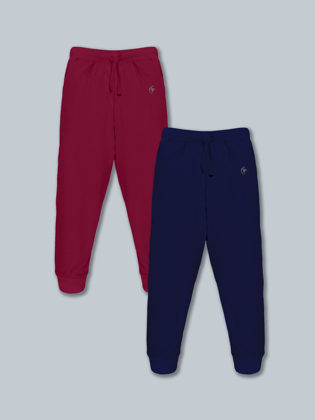 

KiddoPanti Kids Pack of 2 Maroon & Navy Blue Solid Pure Cotton Regular Joggers