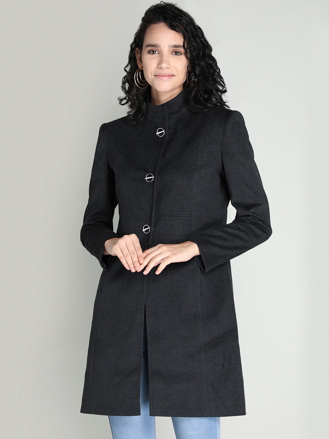 

PROTEX Women Grey Solid Winter Stylish Coat