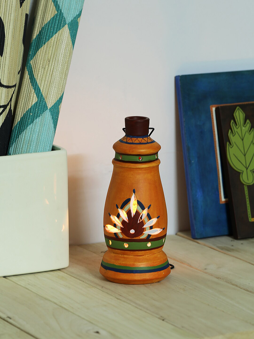 

VarEesha Orange Terracotta Slim Hanging Tea Light Diya Lantern Lamp
