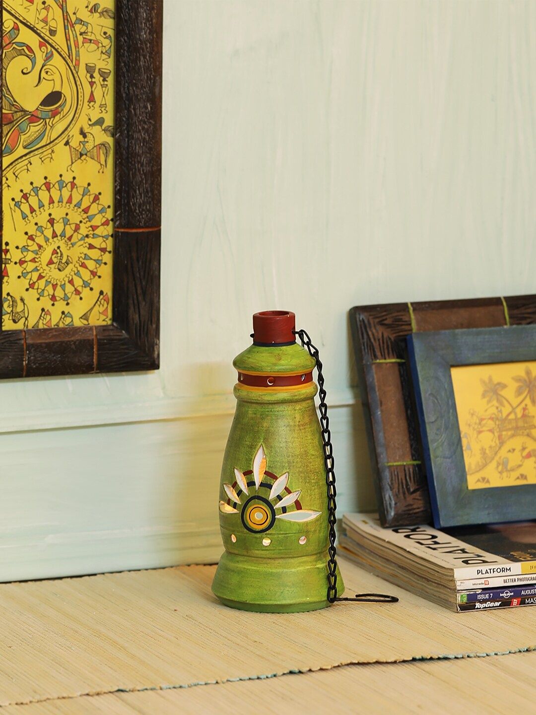 

VarEesha Green Terracotta Tea Light Diya Holder