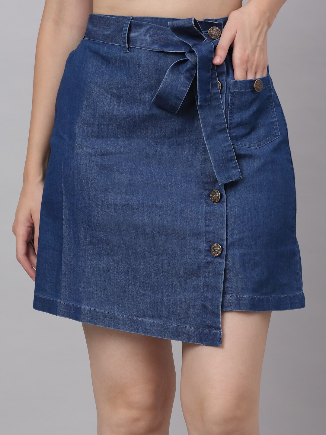 

NEUDIS Women Blue Cotton Mini Denim Skirt