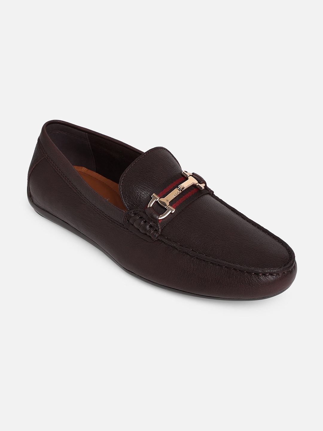 

ALDO Men Brown Textured Leather Loafers