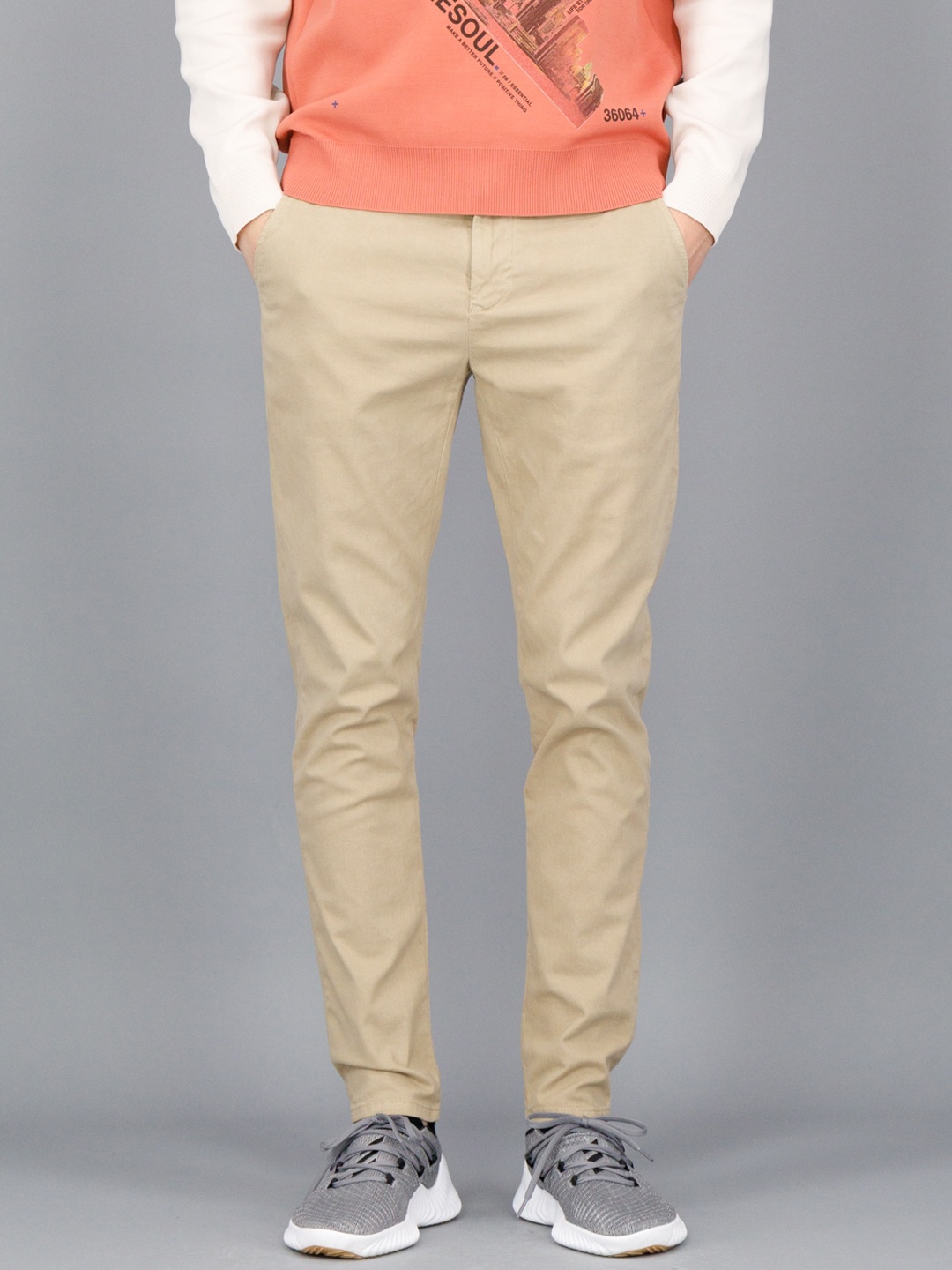 

FREESOUL Men Beige Solid Trousers