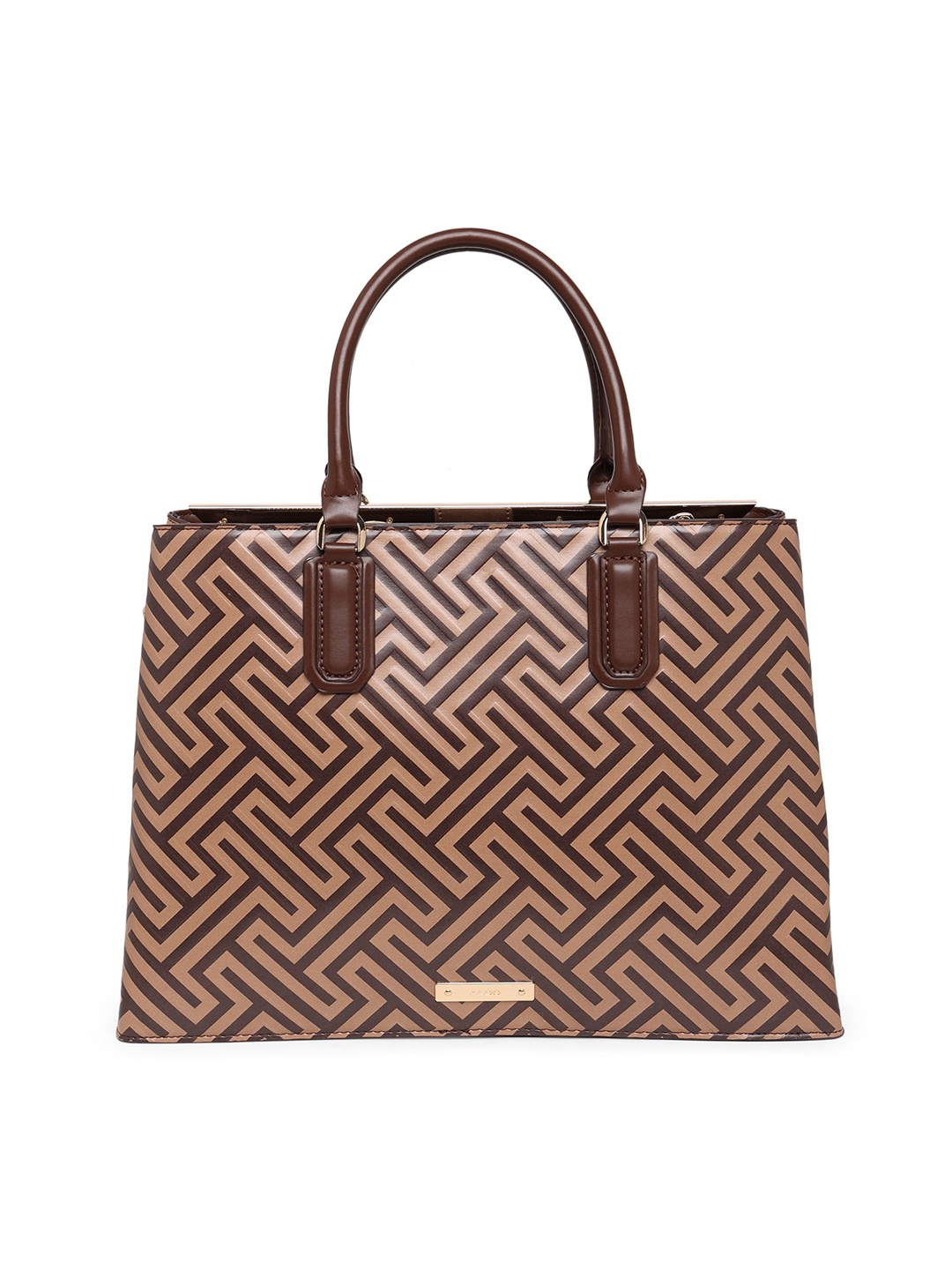 

ALDO Brown PU Structured Handheld Bag with Quilted