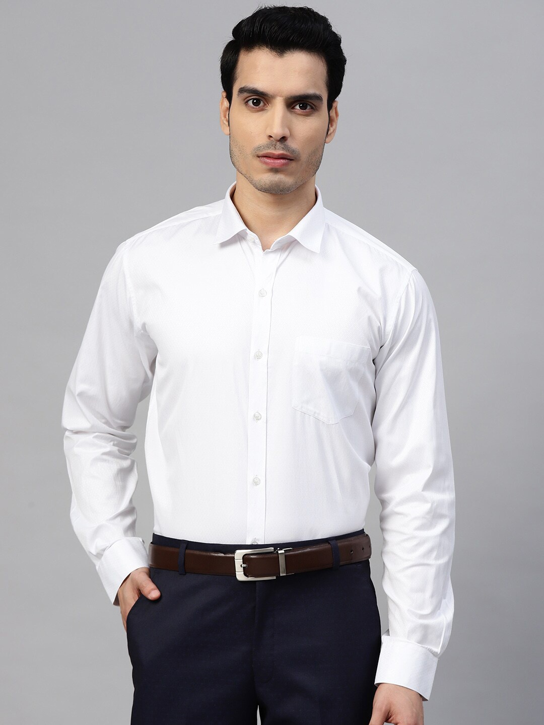 

MANQ Men Semi Formal Shirt, White