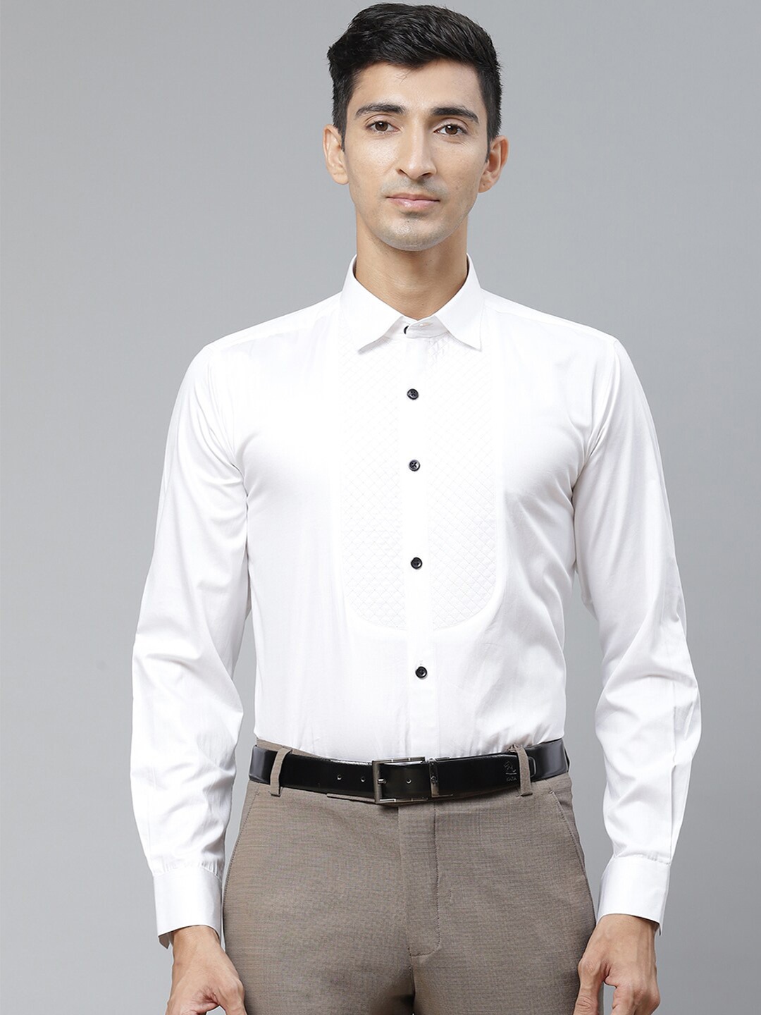 

MANQ Men Semi Formal Shirt, White
