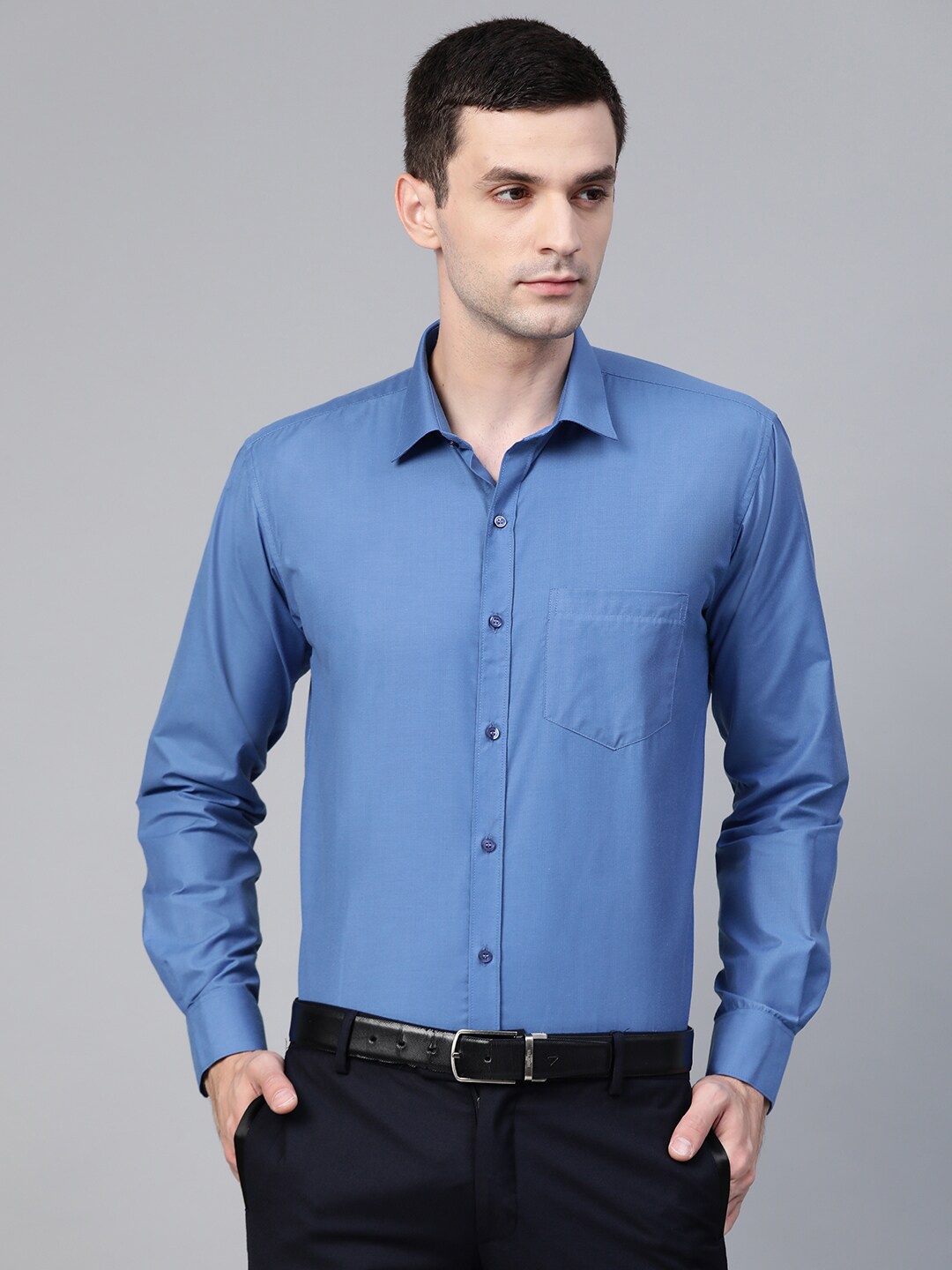 

MANQ Men Semi Formal Shirt, Blue