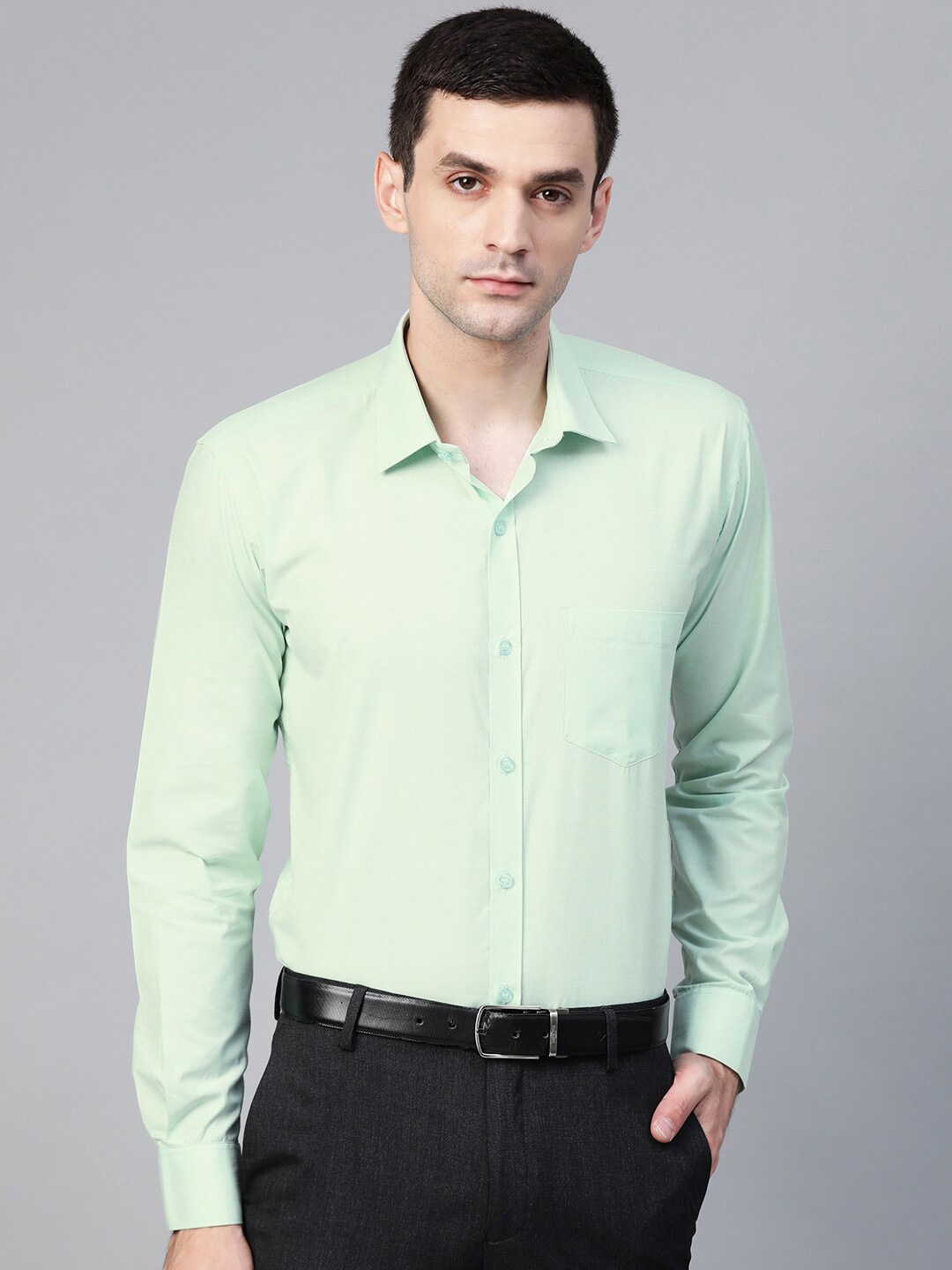 

MANQ Men Semi Formal Shirt, Sea green