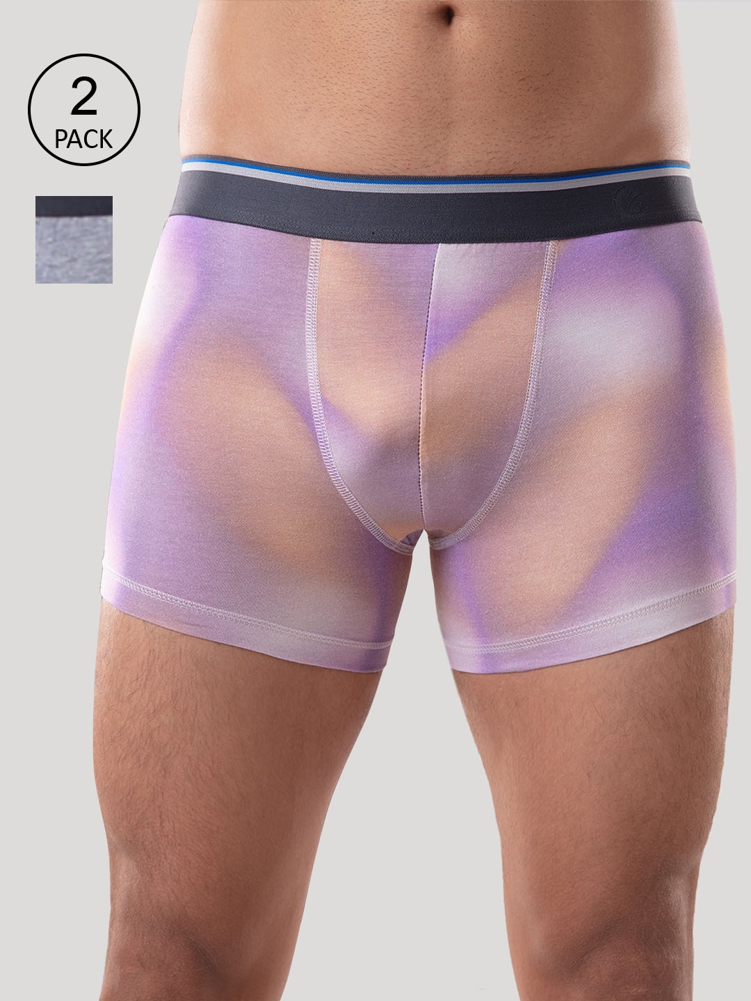

Gloot Men Pack of 2 Anti Odour Ultra Soft Tencel Trunks GLUTLOETR01, Grey