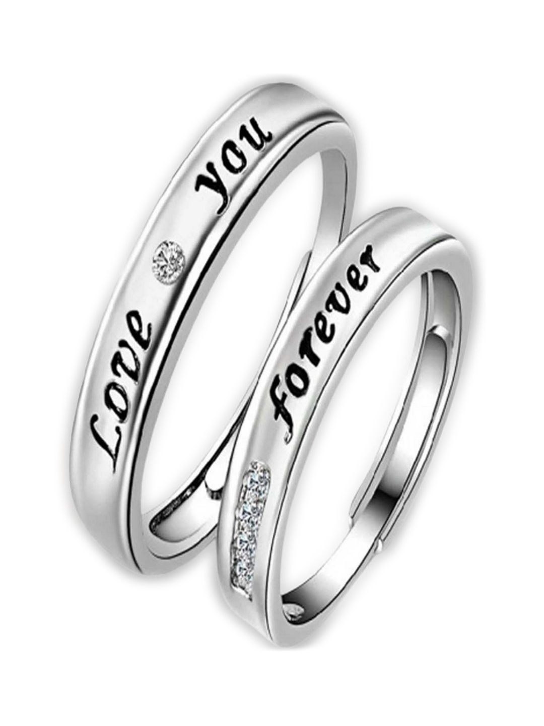 

UNIVERSITY TRENDZ Silver-Plated Stainless Steel Forever Love Couple Rings