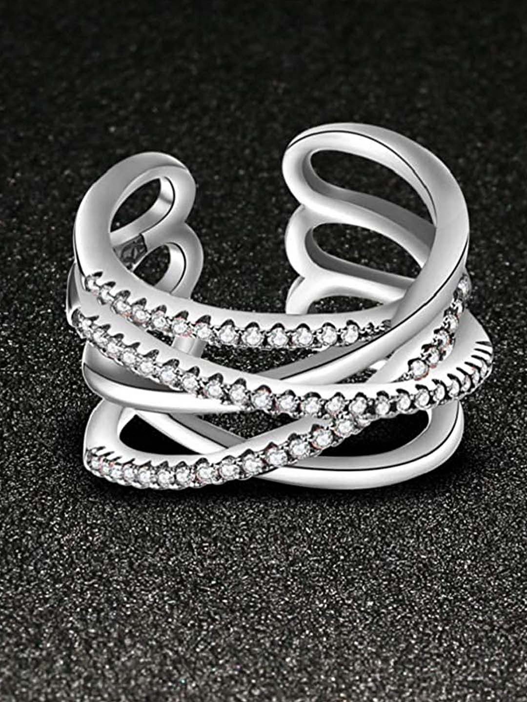 

UNIVERSITY TRENDZ Silver-Plated Zig Zag Finger Ring