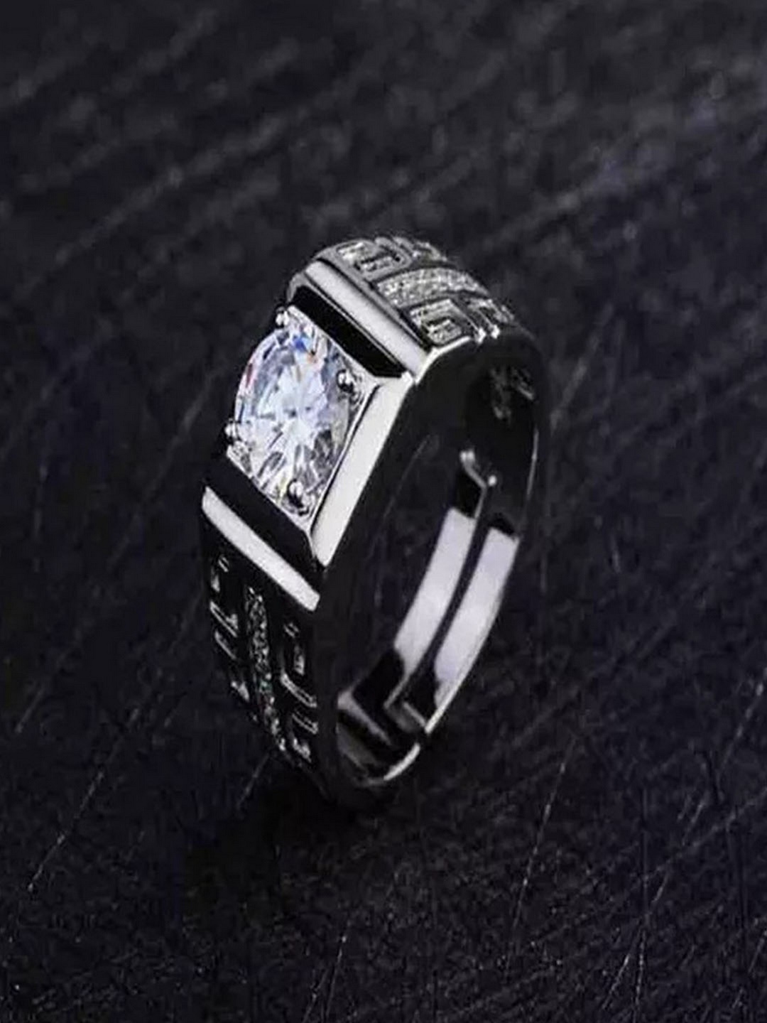 

UNIVERSITY TRENDZ Unisex Set of 2 Silver-Plated CZ Studded Stainless Steel Couple Rings