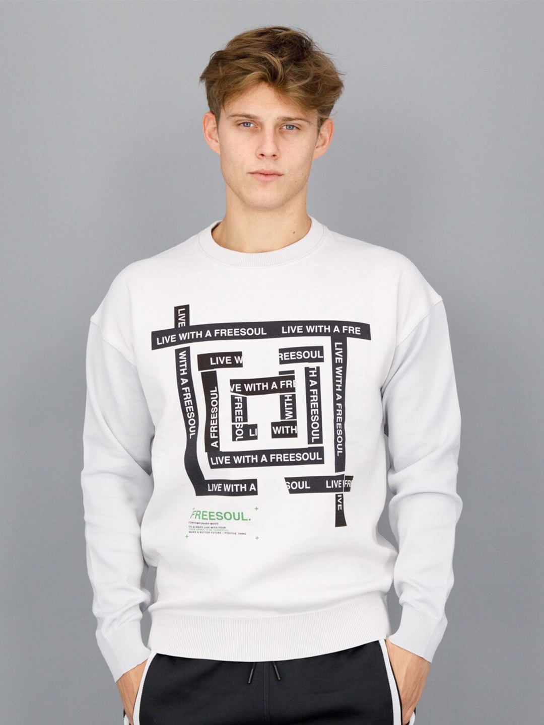 

FREESOUL Men Grey Printed Sweatshirt
