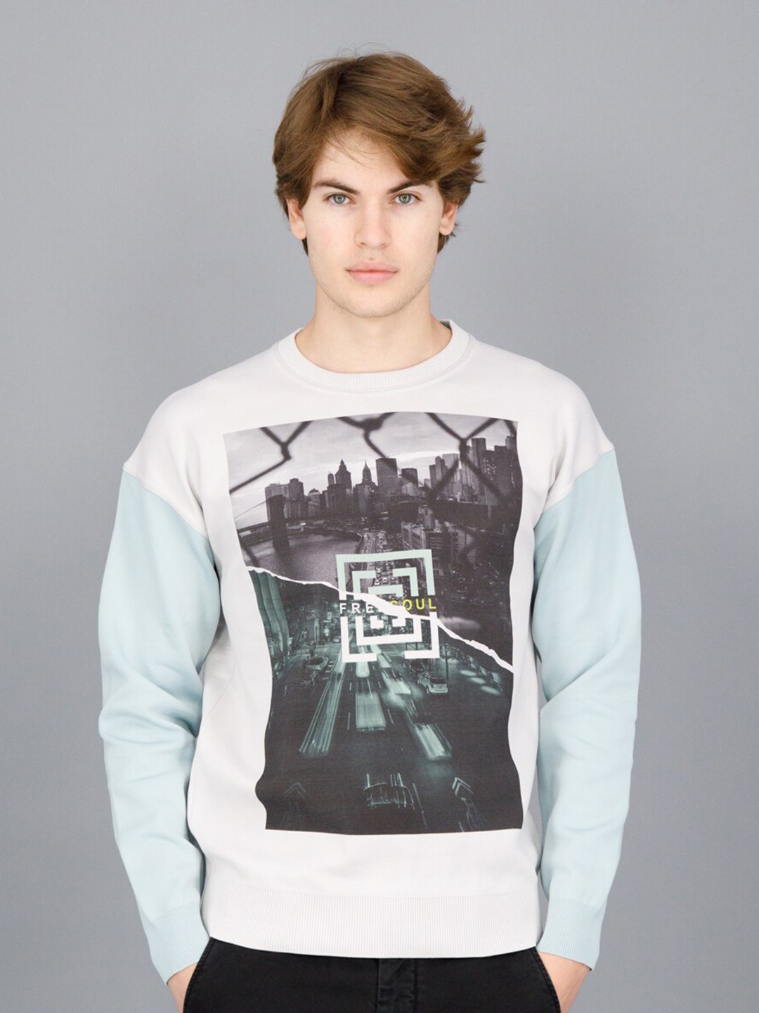 

FREESOUL Men Off White Printed Sweatshirt