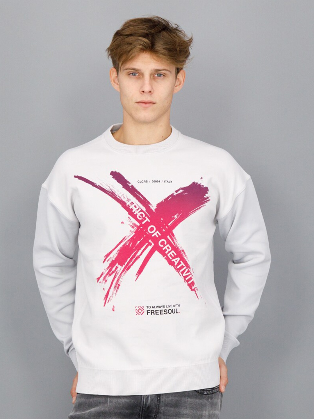 

FREESOUL Men Grey Printed Sweatshirt