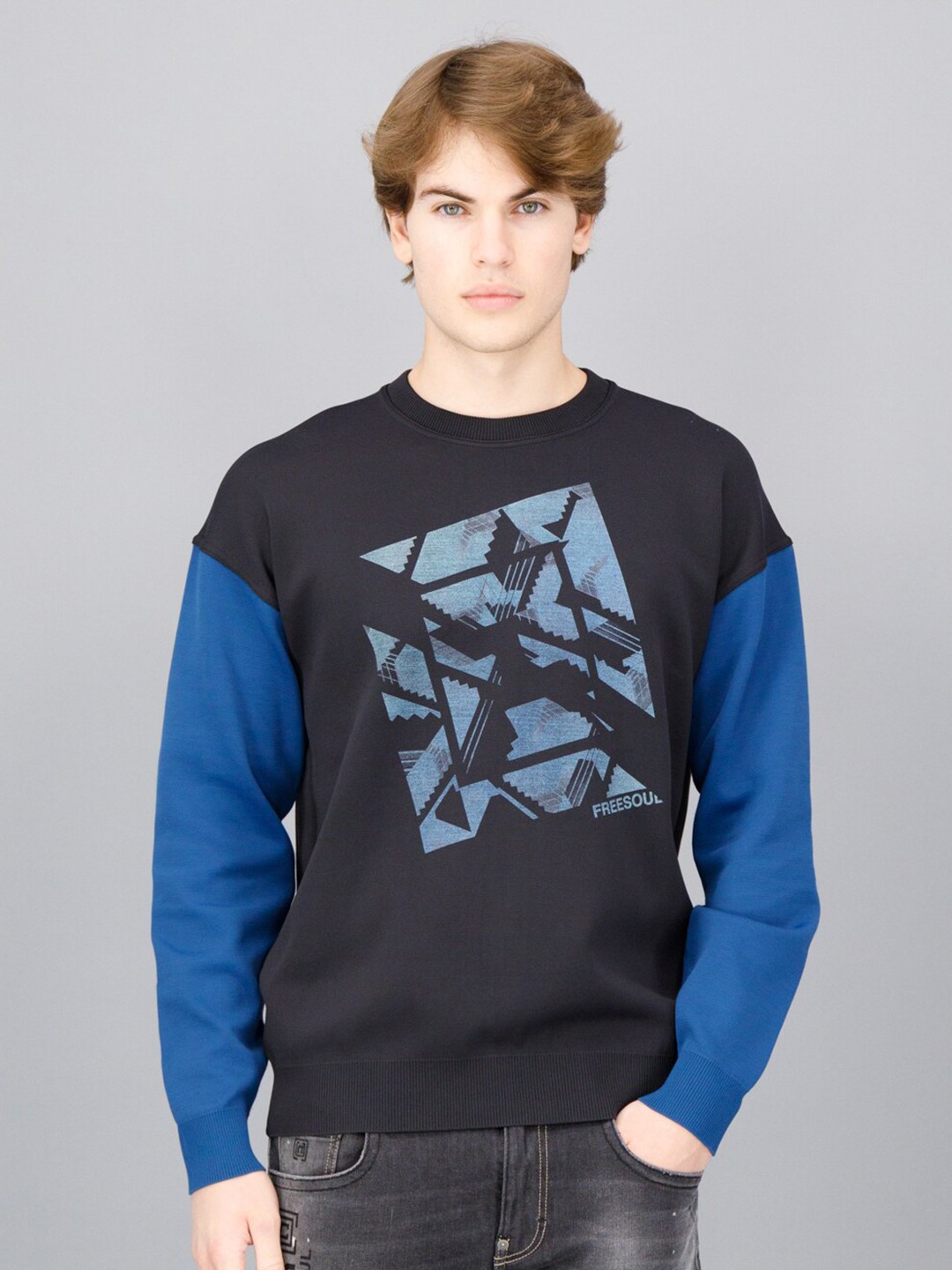 

FREESOUL Men Black Printed Sweatshirt