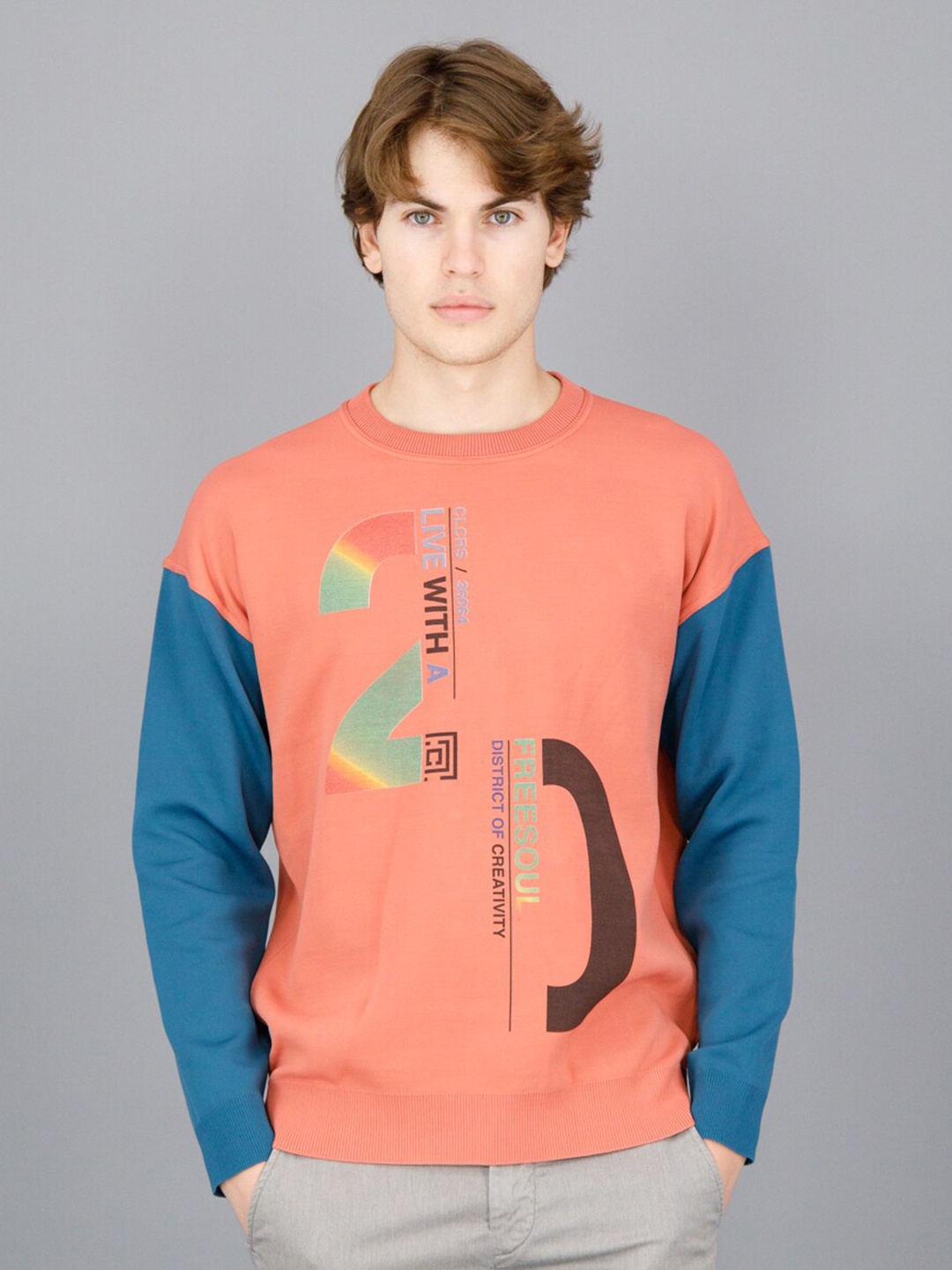 

FREESOUL Men Pink Printed Sweatshirt