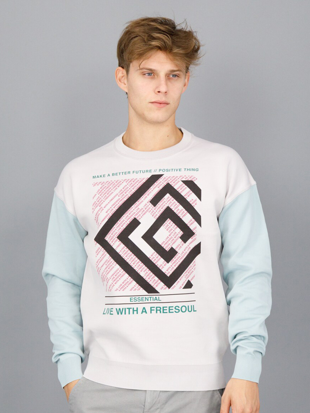 

FREESOUL Men Off White Printed Sweatshirt