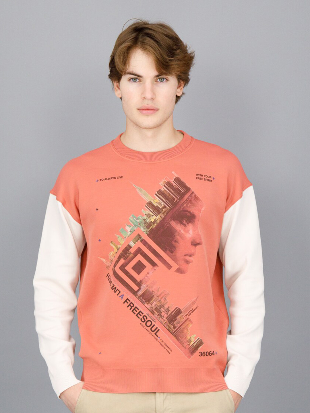 

FREESOUL Men Pink Printed Sweatshirt