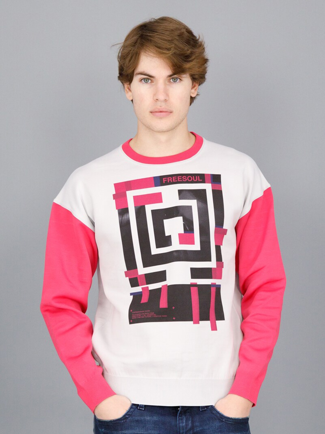

FREESOUL Men Off White Printed Sweatshirt