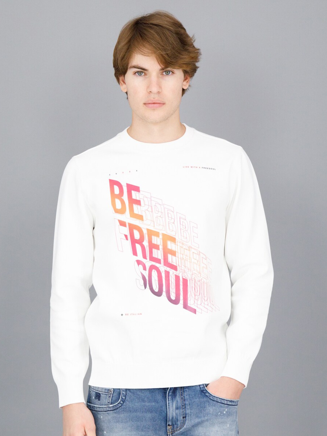 

FREESOUL Men Printed Sweatshirt, Off white