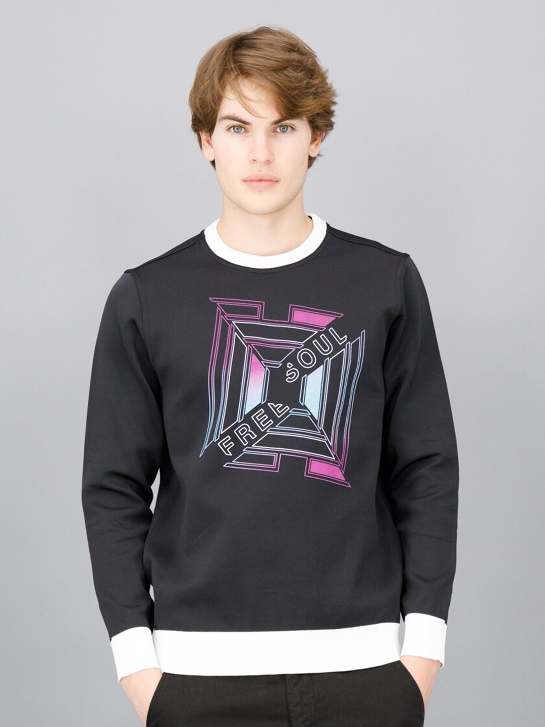 

FREESOUL Men Black Printed Sweatshirt