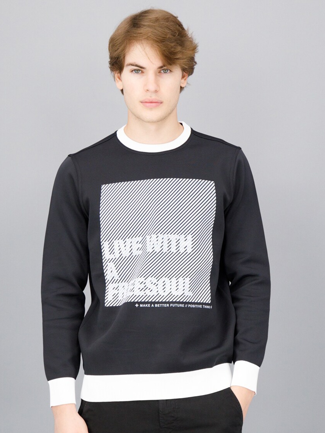 

FREESOUL Men Black Printed Sweatshirt