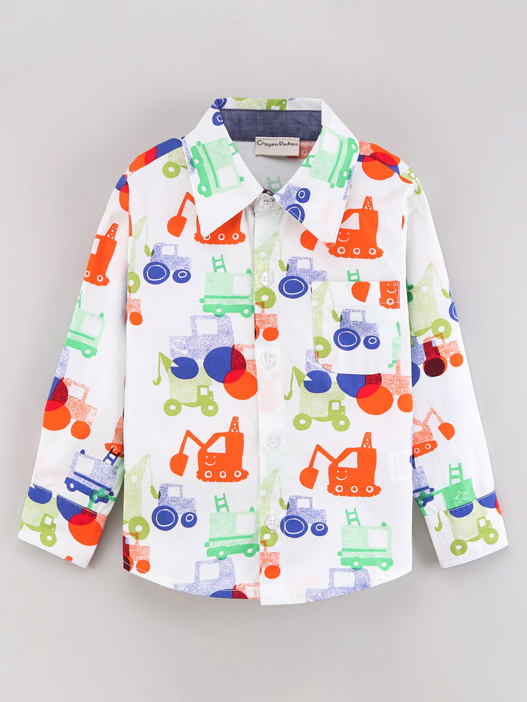 

CrayonFlakes Boys Comfort Printed Casual Shirt, White
