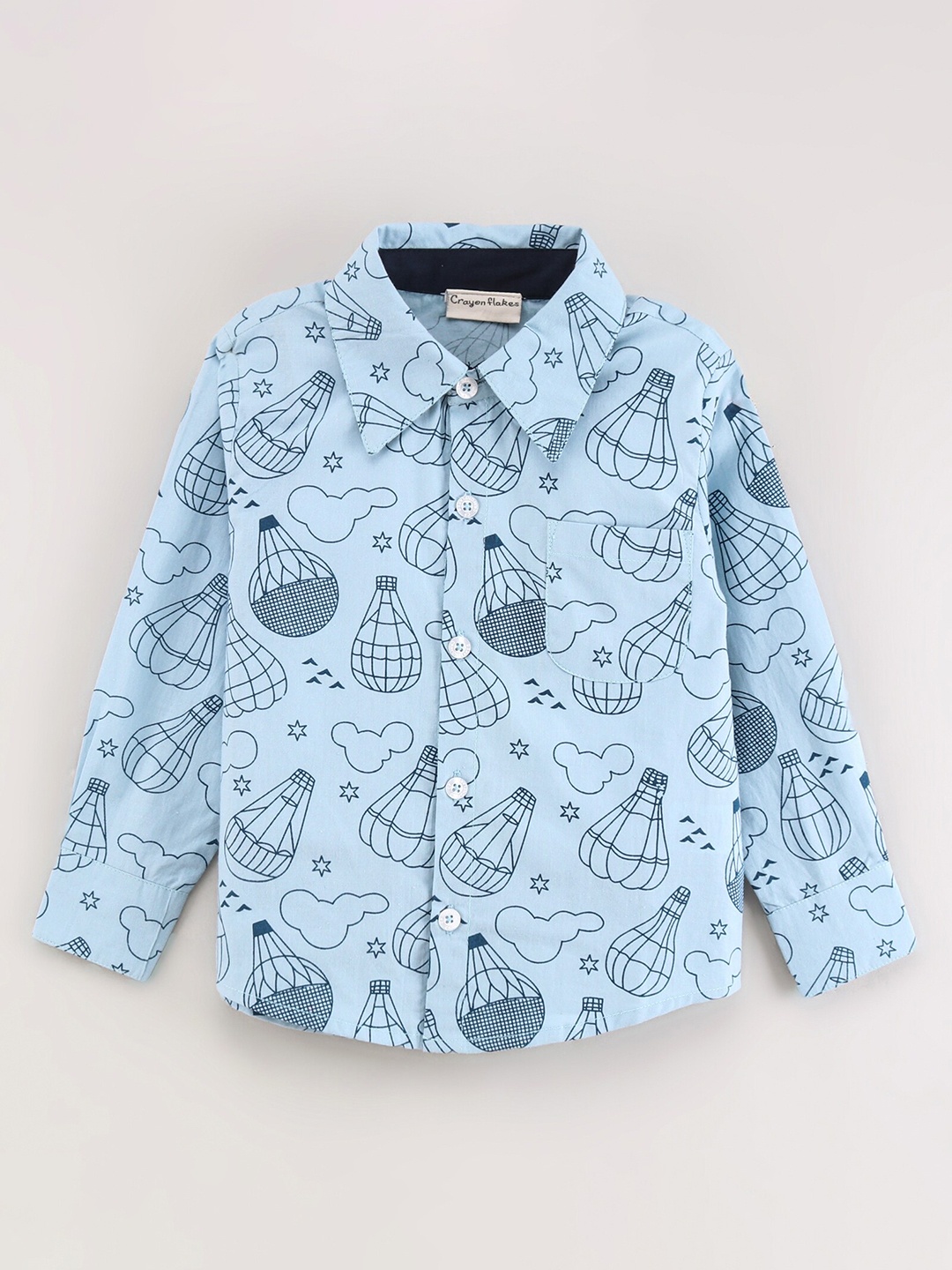 

CrayonFlakes Boys Comfort Printed Casual Shirt, Blue