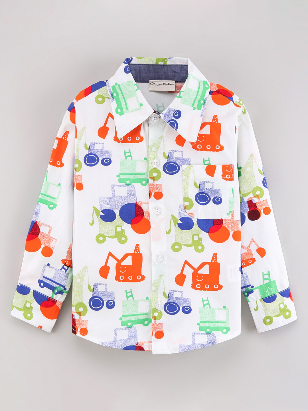 

CrayonFlakes Boys Comfort Printed Casual Shirt, White