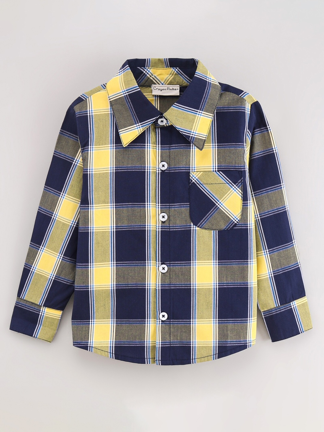 

CrayonFlakes Boys Comfort Buffalo Checked Casual Shirt, Navy blue