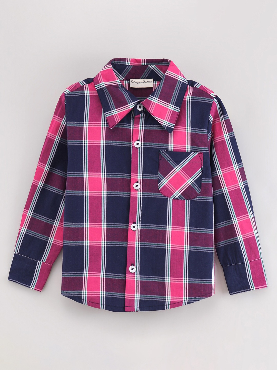 

CrayonFlakes Boys Comfort Buffalo Checked Casual Shirt, Navy blue