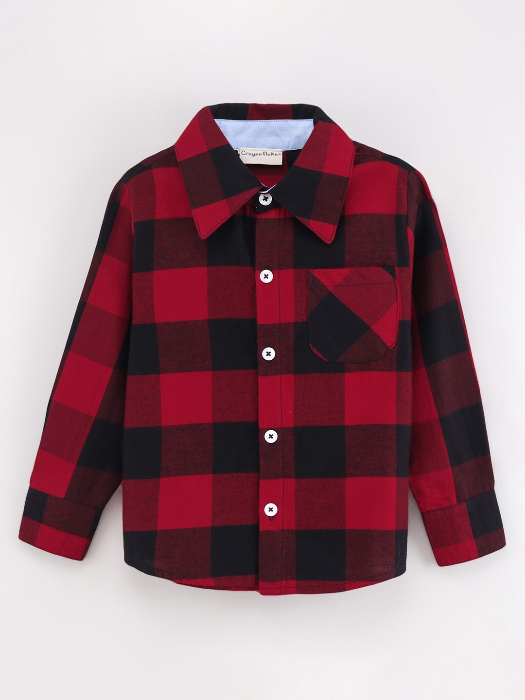 

CrayonFlakes Boys Comfort Buffalo Checked Casual Shirt, Red