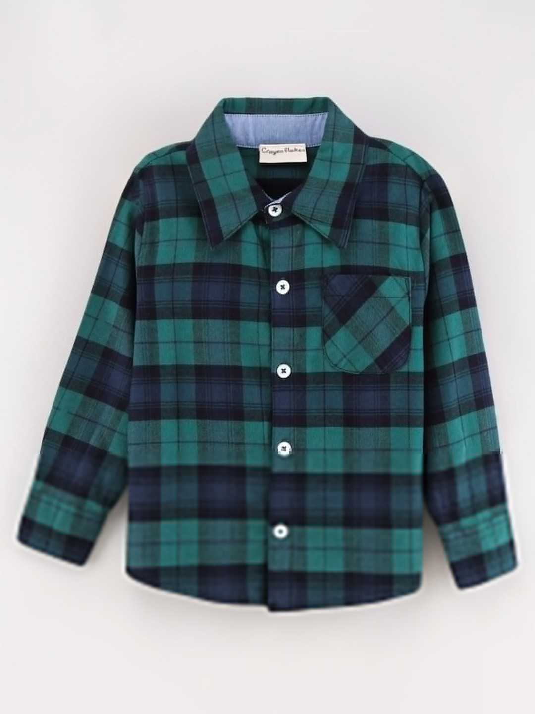

CrayonFlakes Boys Comfort Tartan Checked Casual Shirt, Green