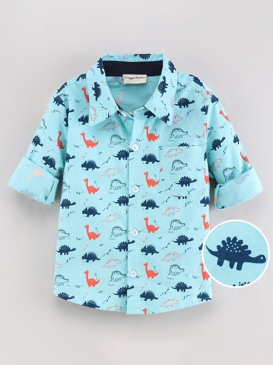 

CrayonFlakes Boys Comfort Printed Casual Shirt, Blue
