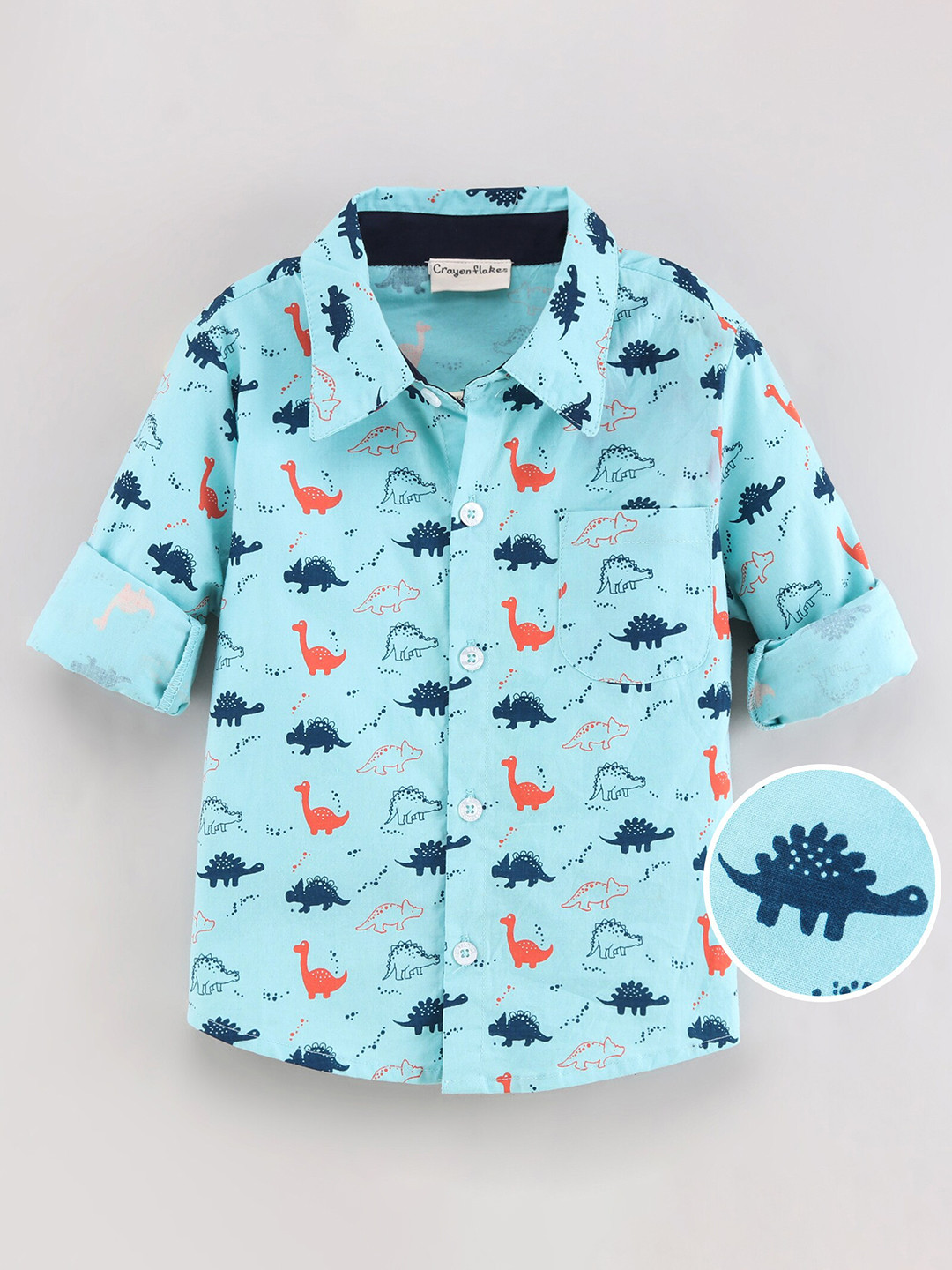 

CrayonFlakes Boys Comfort Printed Casual Shirt, Blue