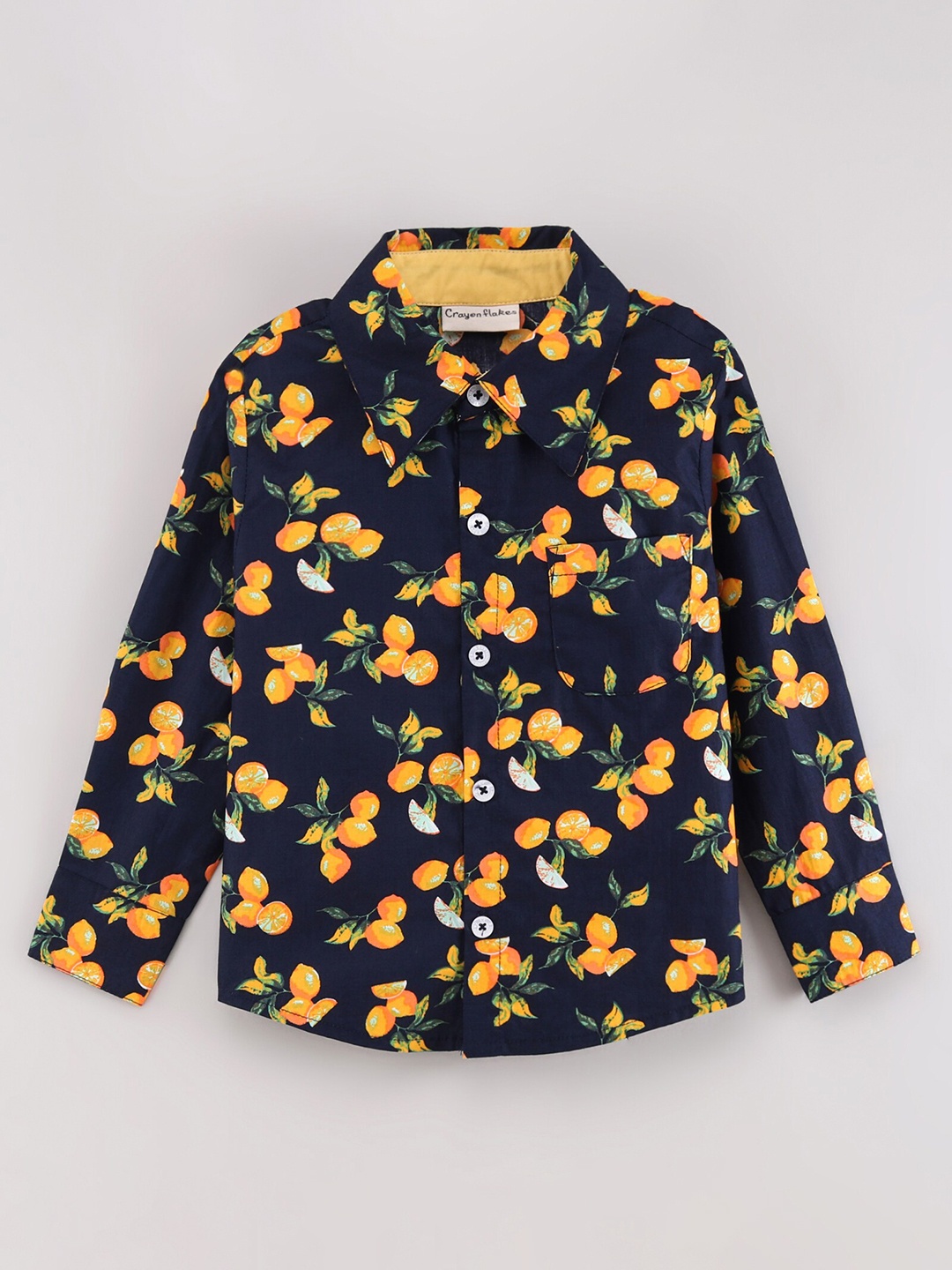 

CrayonFlakes Boys Comfort Printed Casual Shirt, Navy blue