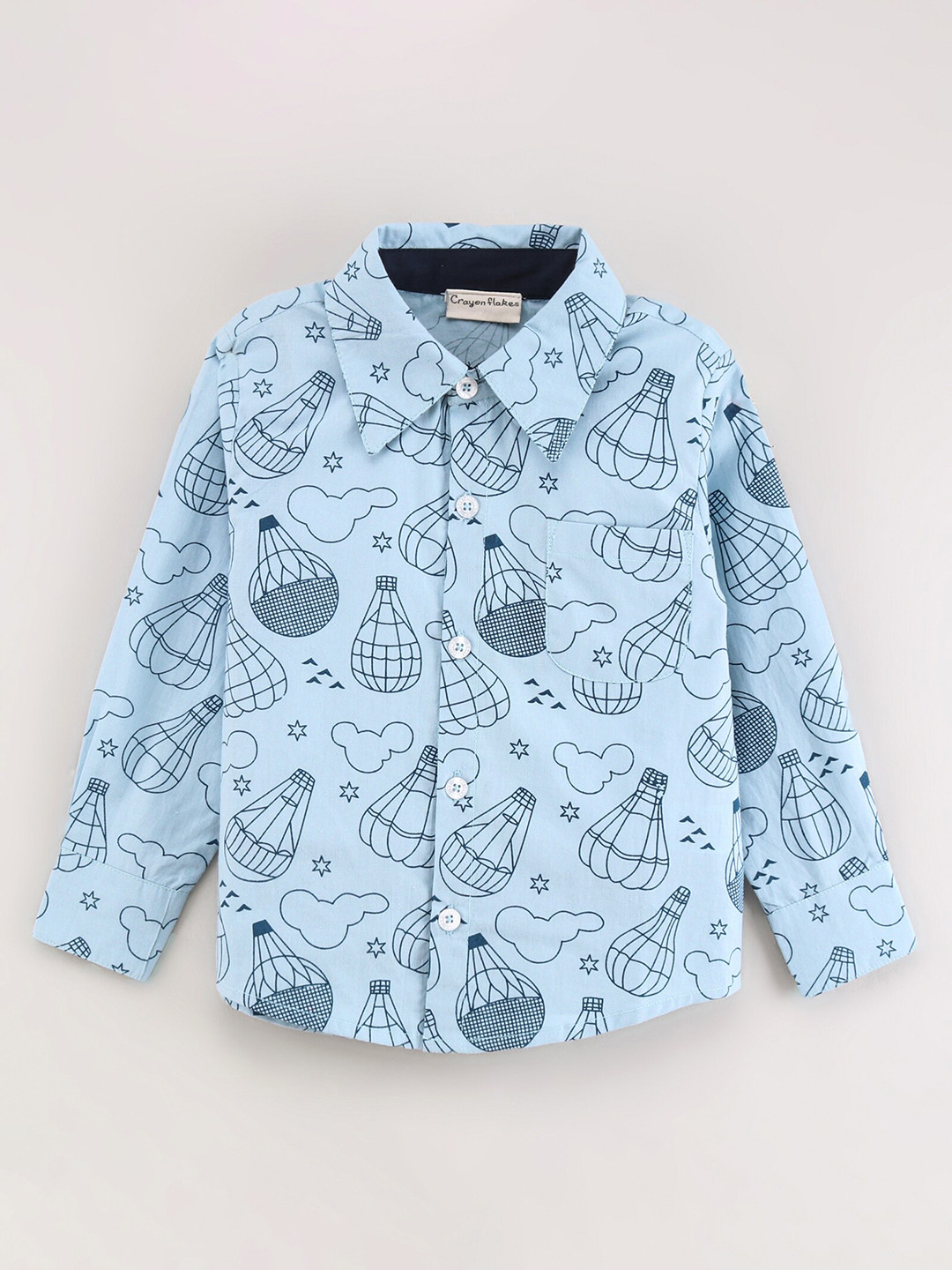 

CrayonFlakes Boys Comfort Printed Casual Shirt, Blue