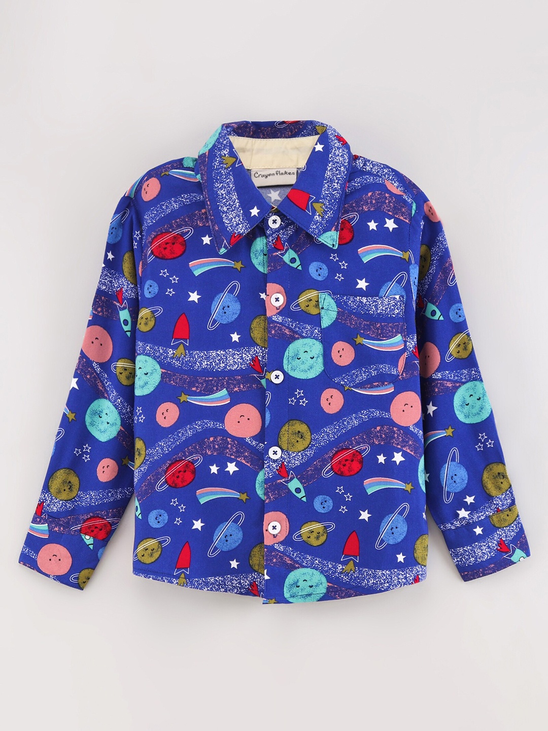 

CrayonFlakes Boys Comfort Printed Casual Shirt, Blue