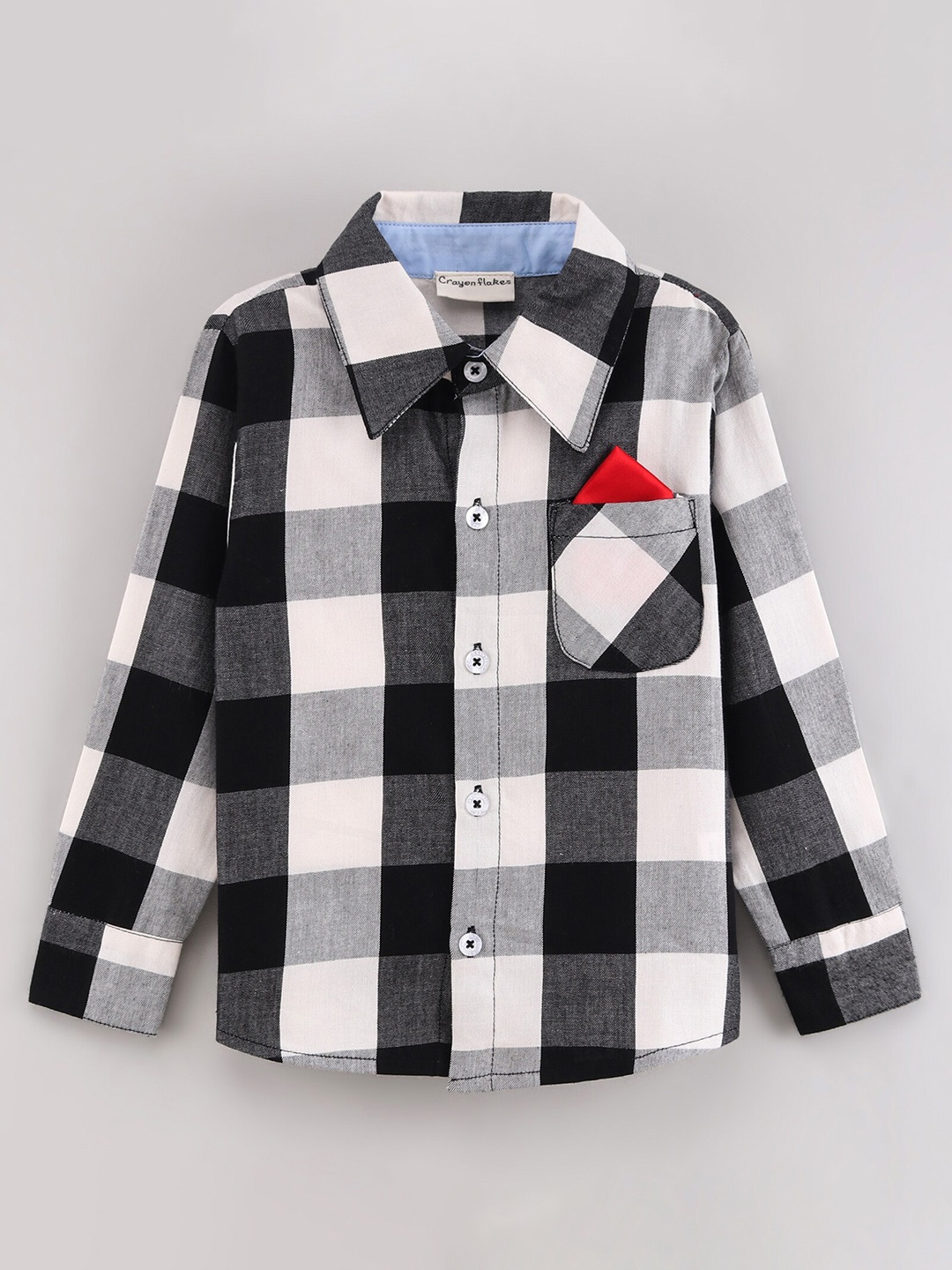 

CrayonFlakes Boys Comfort Buffalo Checked Casual Shirt, Off white