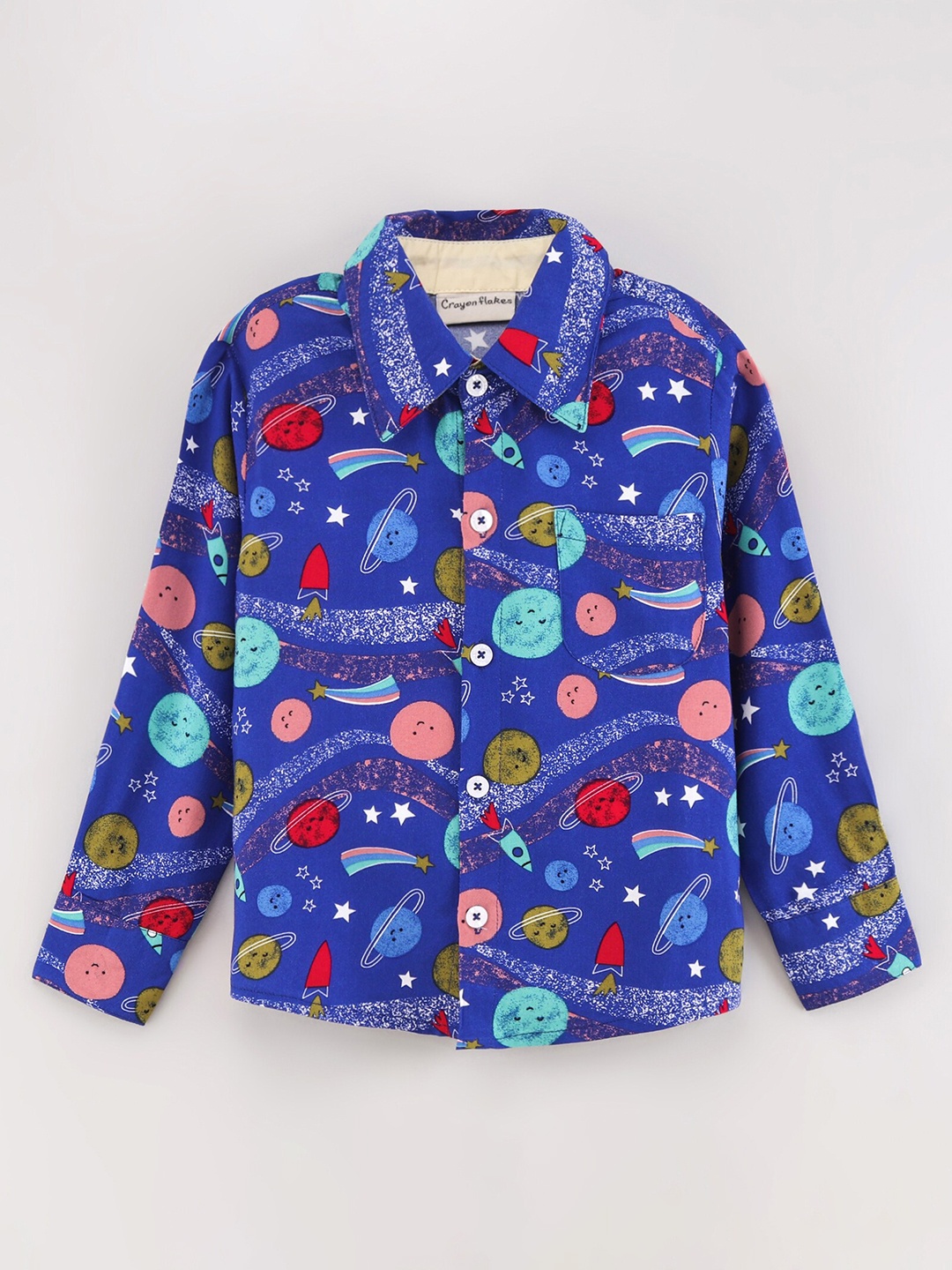 

CrayonFlakes Boys Comfort Printed Casual Shirt, Blue