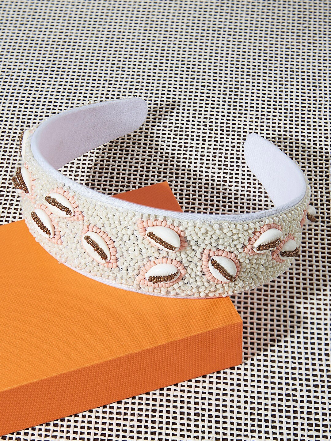

AMI Women Beads Embellished Hairband, Peach