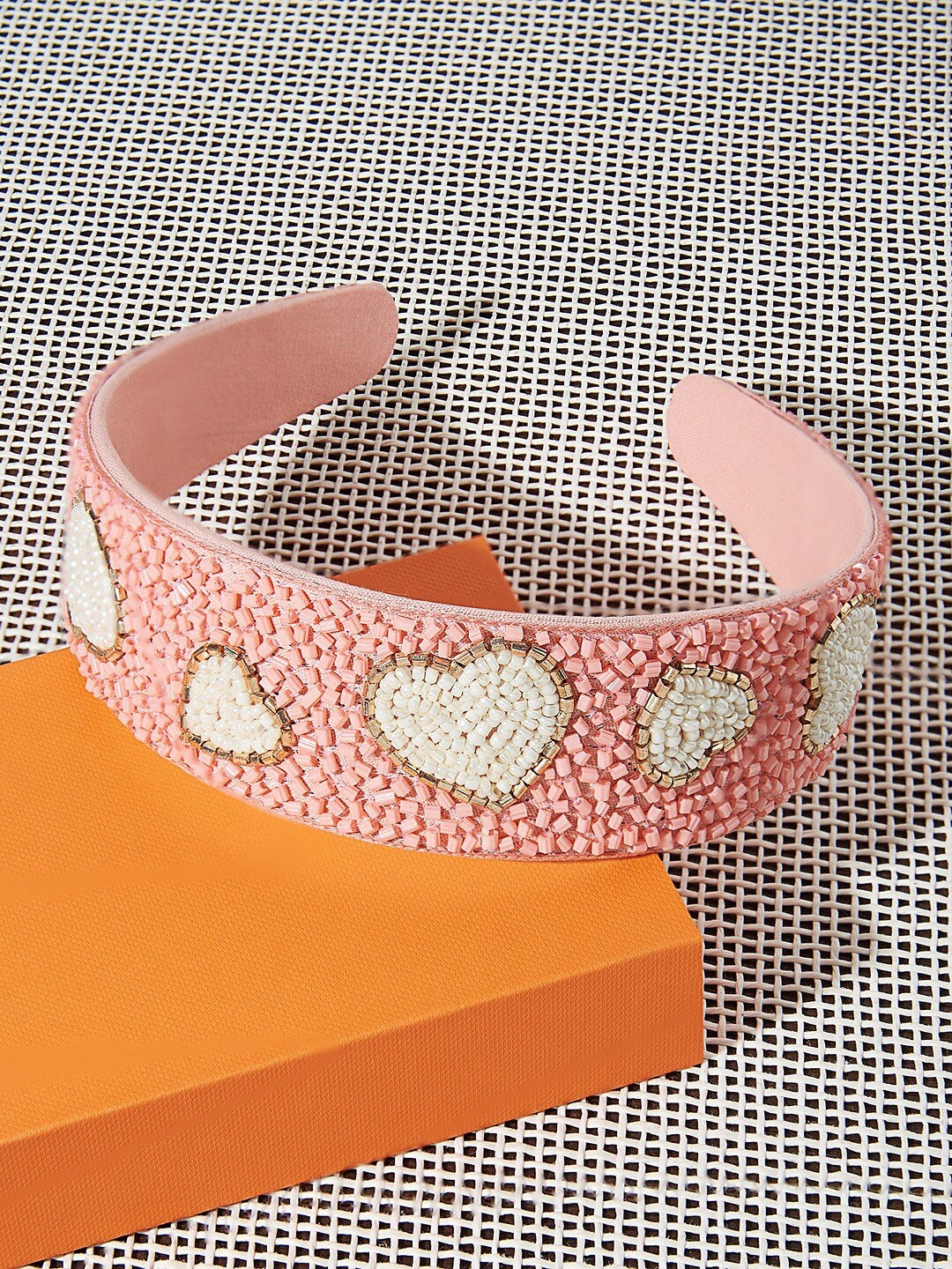 

AMI Women Beaded Hairband, Peach